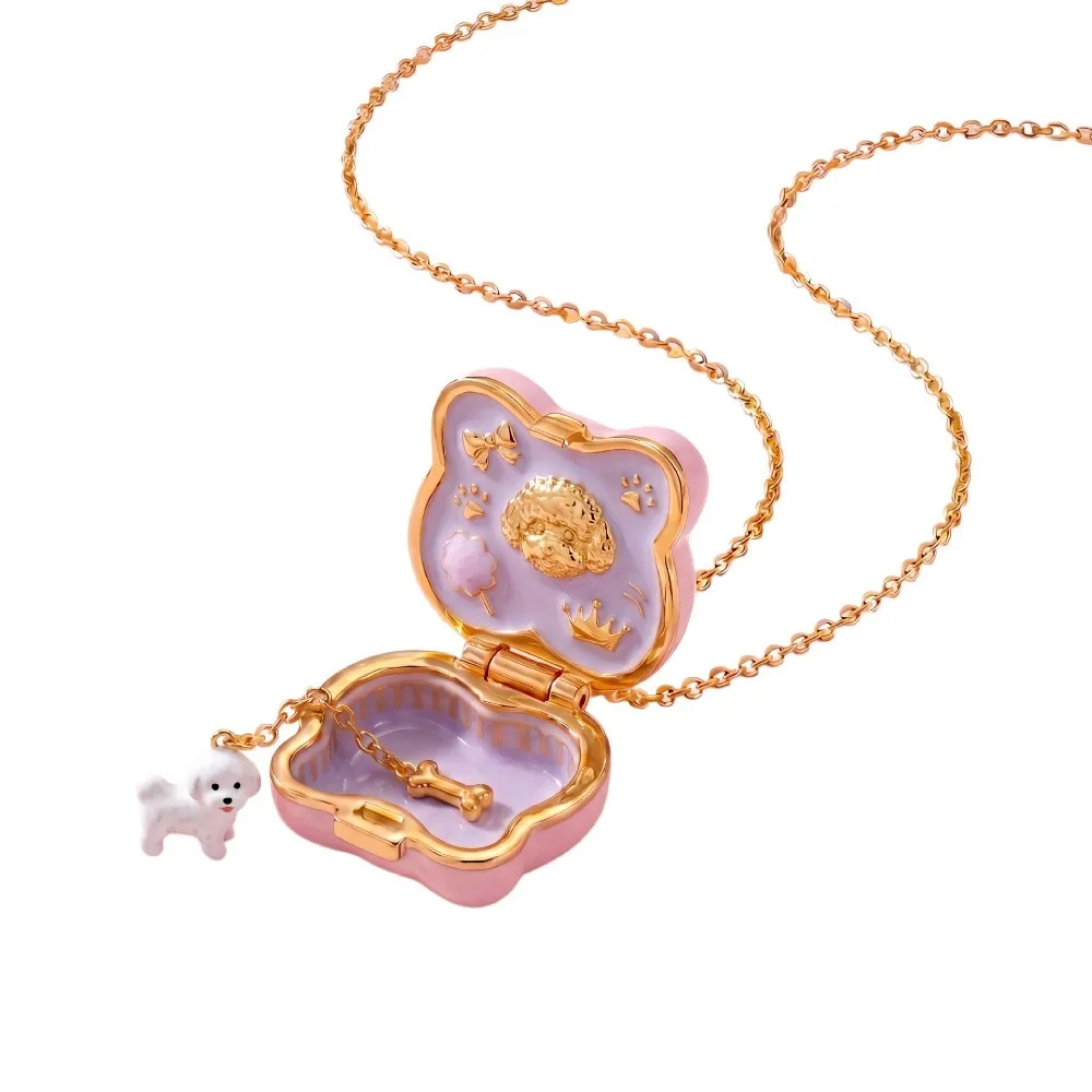 Cute Animal Doll Opening Closing Box Necklace Pentagram Cloud Tiny Pentagram Pendant Necklace Pearl Flower Necklace Women Girl