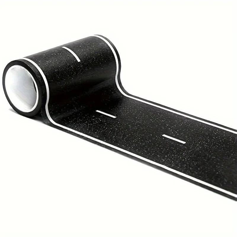 ملصقات مسار الطريق الكرتونية القابلة لإعادة الاستخدام، شريط طريق أسود لديكور سباق الحفلات، لمسة نهائية لامعة ملصقة مسبقًا ذات طابع تلقائي