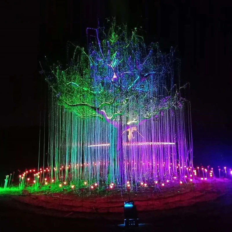 

RGB Colorful Fiber Optic Light Outdoor Landscape Simulation Optical Fiber Tree Park Holiday Decorative Fiber Optic Ambient Light