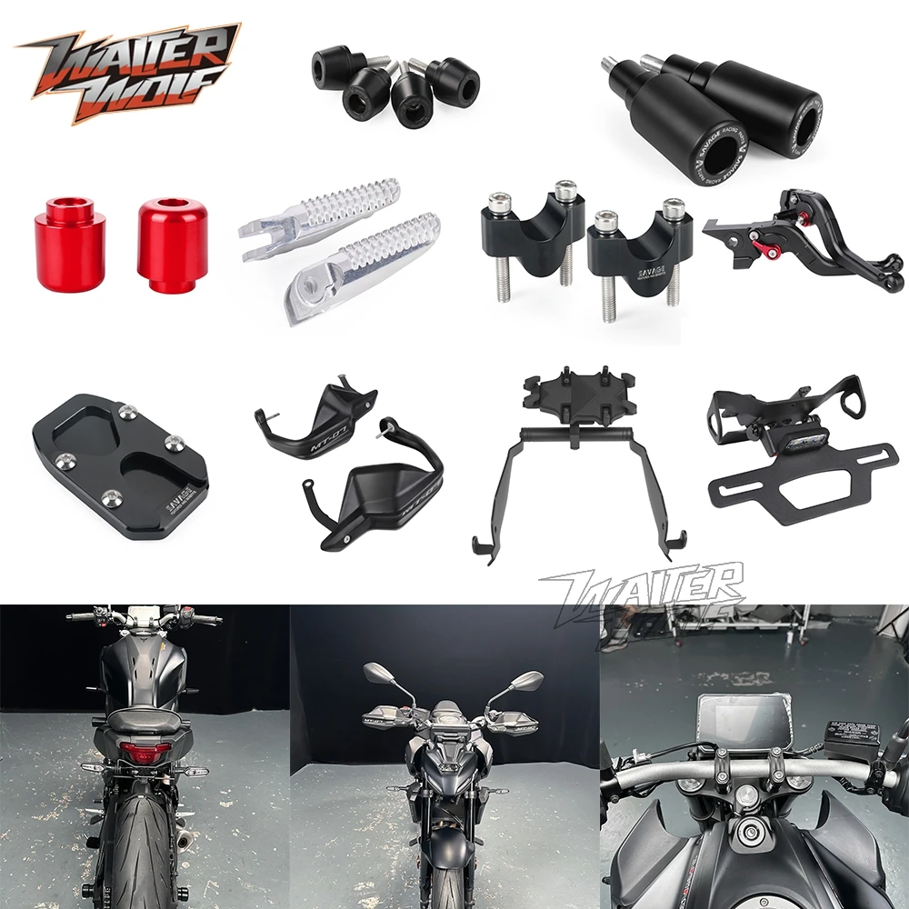 

For Yamaha MT-07 Y-AMT MT07 MT 07 Footpeg Kickstand Turn Signal License Plate Holder Wheel Axle Frame Sliders Guard Levers Clamp