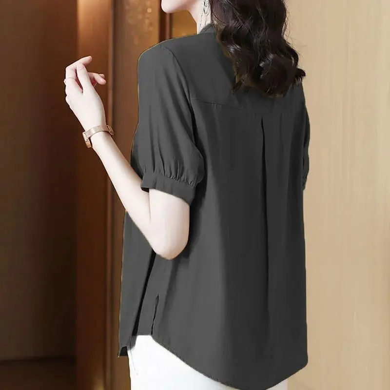 Chiffon Summer Short-sleeved New Summer Beautiful and Fashionable Chiffon Shirt Female Temperament Mother Dress Shirt Top