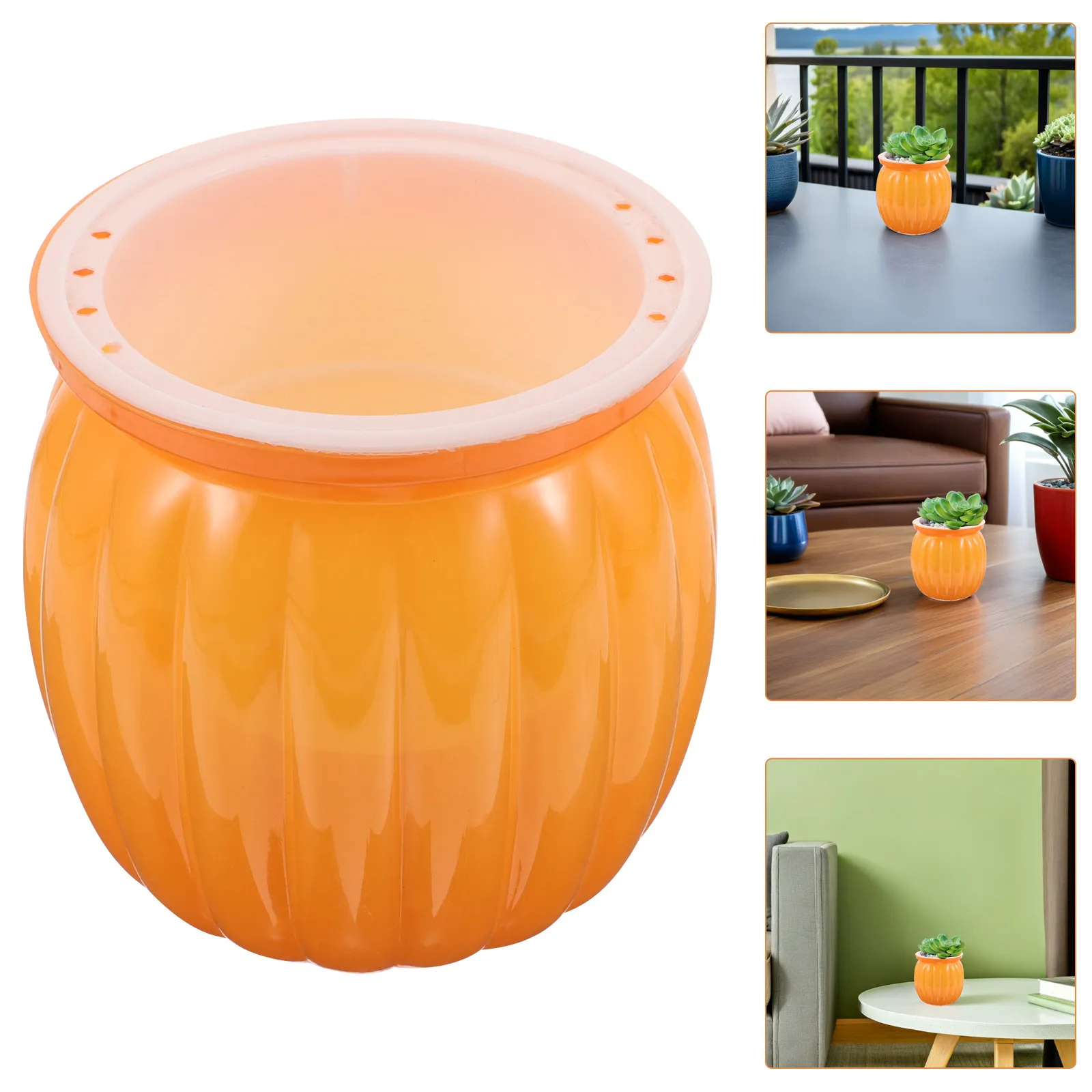 Cute Pumpkin Planter Pot Plastic Self Watering Flowerpot Stable Succulent Plant Container Small Plant Pot Modern Nordic Style