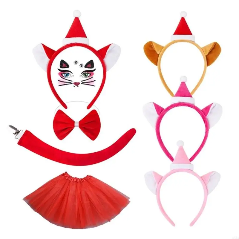 M68A Halloween Cats Animal Cosplay Accessoires Cats Hoofdband Katten Tail Bowtie Rok