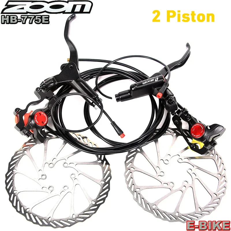 

ZOOM Electric Bike Hydraulic Brakes HB-775 Mtb Hydraulic Disc Brake with 160mm Float Rotors 2 Piston Oil Pressure E-BIKE Brakes