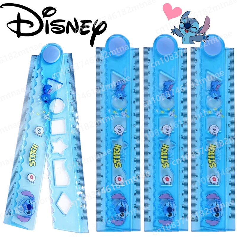 Disney Cartoon Stitch Pattern Printing Ruler 30cm Folding Ruler Elementary School Supplies Stationery School Supply Prizes