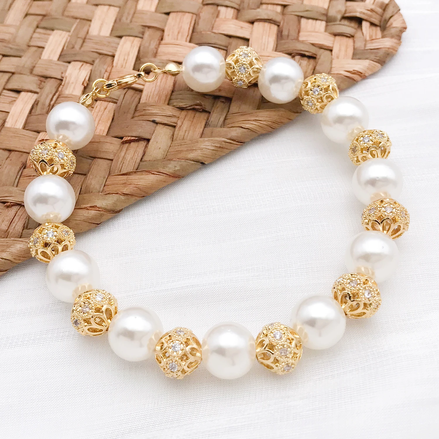 5pcs 18K Real Gold Plated Brass with Zircon Round Beads Hollow Spacer Beads For DIY Bracelet Necklace Jewelry Making Accessory image 5