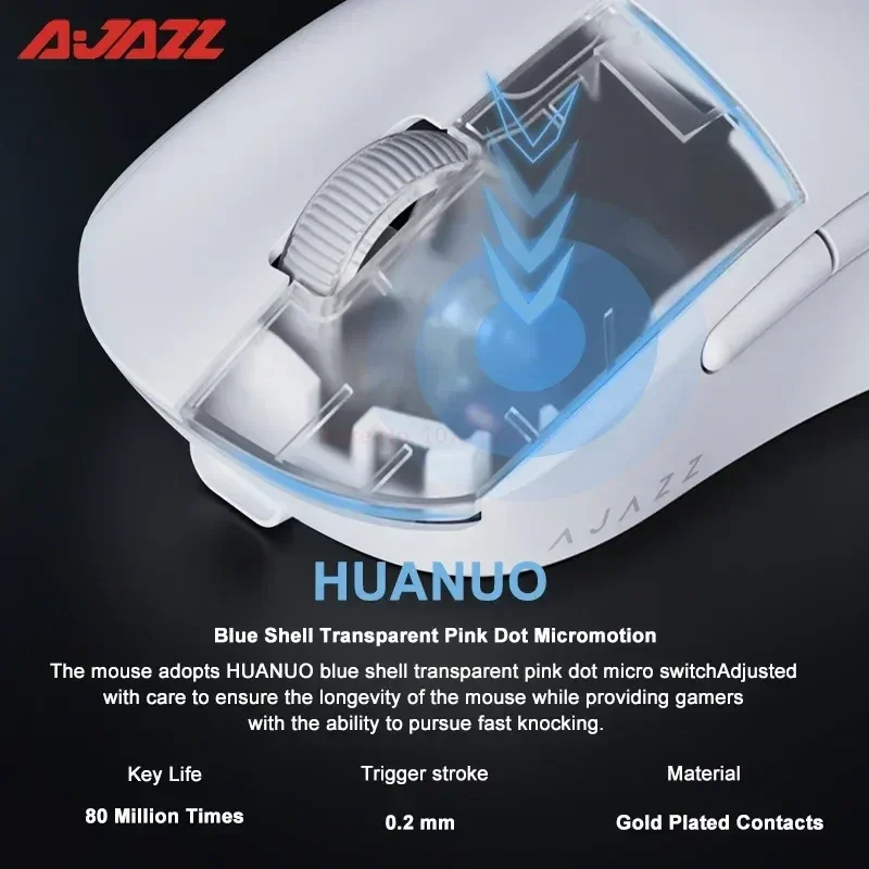 Imagem -06 - Ajazz-mouse Leve sem Fio com Sensor 4k Fps Modo Duplo Jogos Acessórios de Computador Escritório Paw3395 900mah Ajazz 199 4k