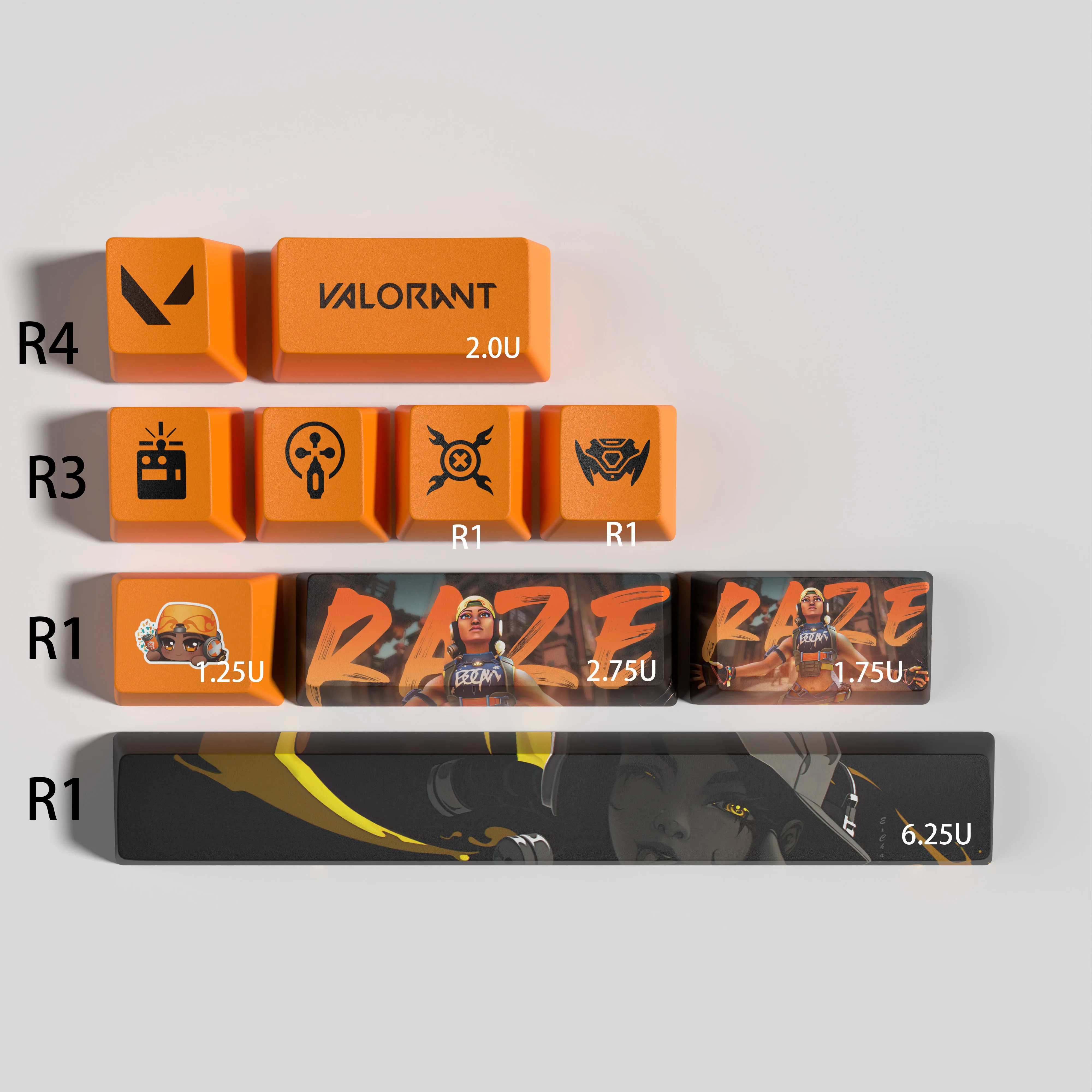 Valorant Raze Keycaps Oem Profiel 10 Sleutels Pbt Dye Sub Keycaps