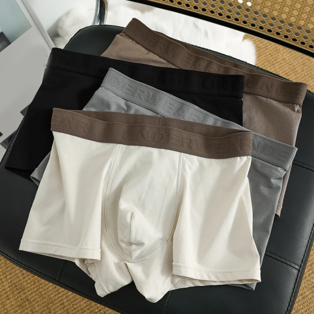 

Solid Color Underpants Cotton Boxer Briefs Everyday Use XL 2XL 5 Spandex L-3XL Size Male Underwear Sexy Shorts