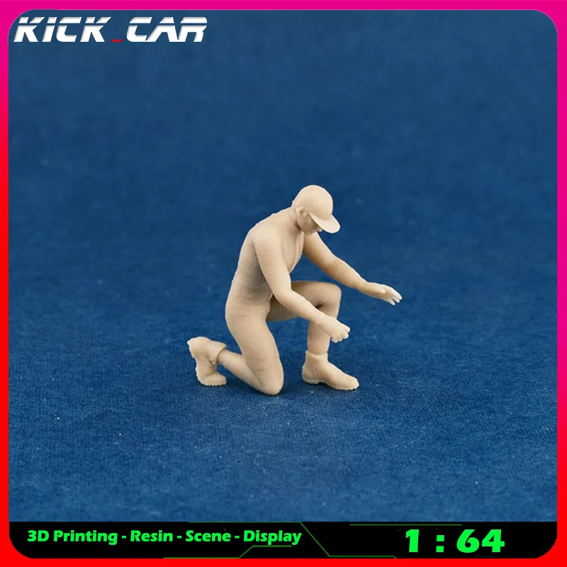 Kickcar 1/64 Automobile Repairman Model Car Diorama Uncolored Resin Garage Scene Figure Decoration Simulation Scene Toy