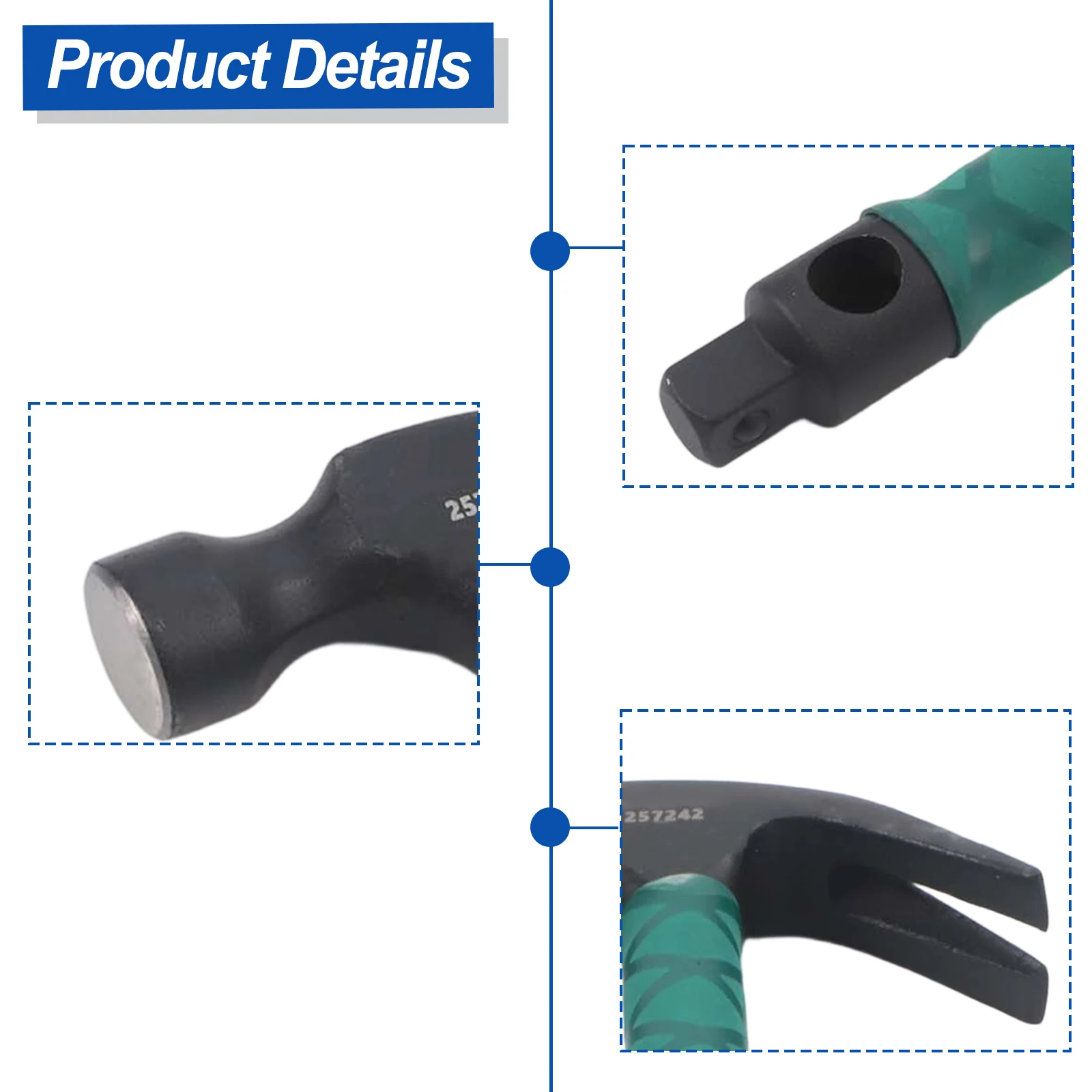 Socket Claw Hammer with Non Slip Handle for Air Conditioner Expansion Screws Installation Includes Four Socket Sizes