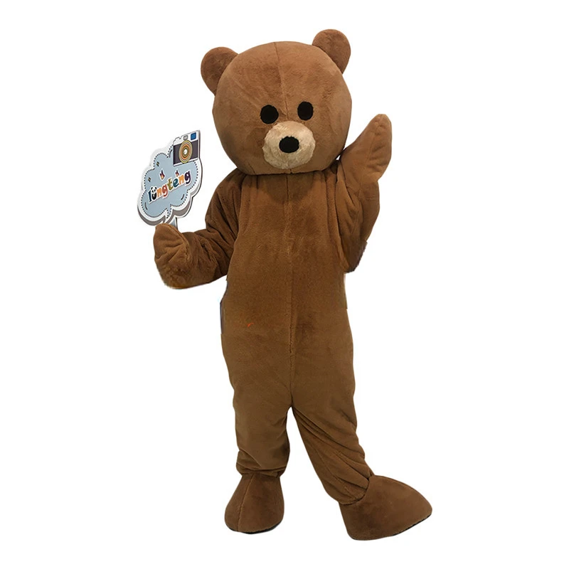 Brown Teddy Bear Cartoon Custom Mascot Fursuit Event Props Walking Puppet Animal Costume Performance