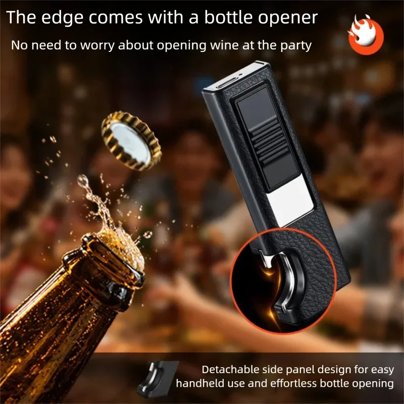 2027 Creative and Fashionable 20-cigarette Cigarette Box with Bottle Opener, Detachable USB Cigarette Lighter Men's Fashion Gift