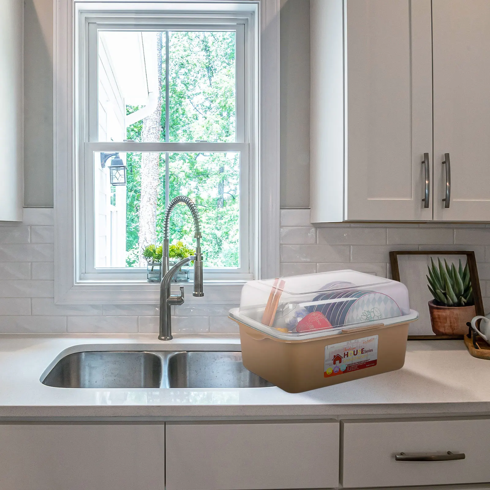 Cutlery Storage Rack Dish with Drain Drainer Box Milk Drying Bottles Lid Container