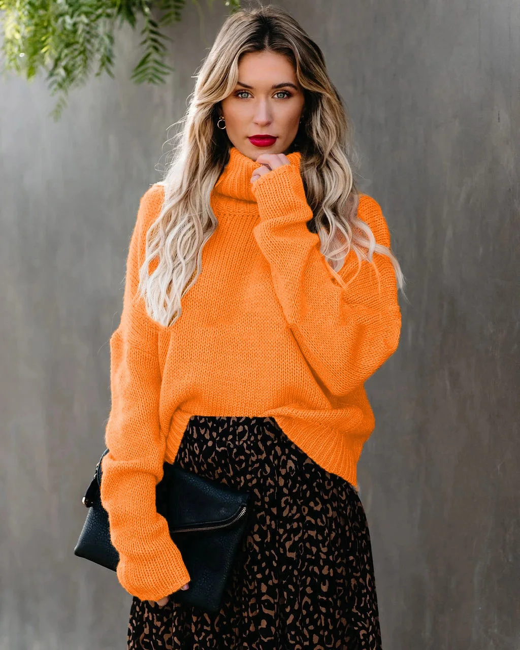 

Осень-зима 2021, новый стильный пуловер с высоким воротником, вязаный свитер для поездок на работу, пуловер большого размера INS, свитер с круглым вырезом