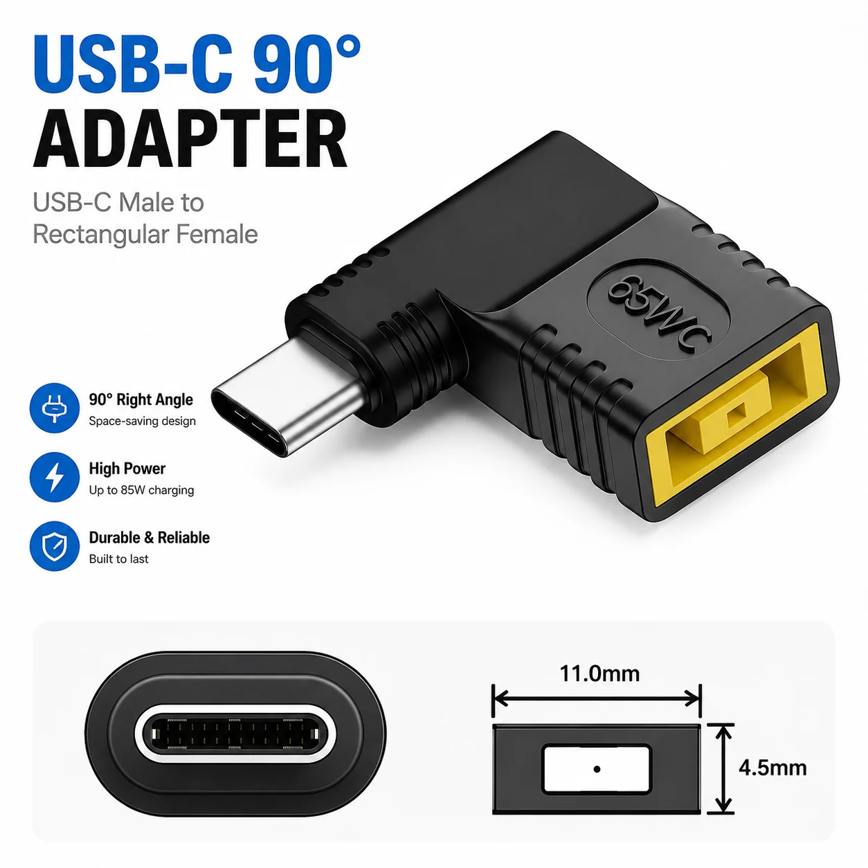 65W GaN PD Fast Charger USB-C Power Adapter Interchangeable Plug For MacBook Pro Air Lenovo Laptop Portable Travel Charger