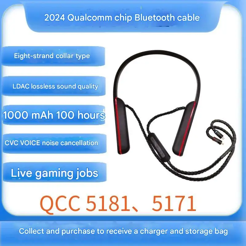 5181 Bluetooth mmcx 0,78 Headset-Kabel Achtsträngiger Kragen Qualcomm Fever-Kabel Großer Akku für Reisespiel Live-Kopfhörerleitung