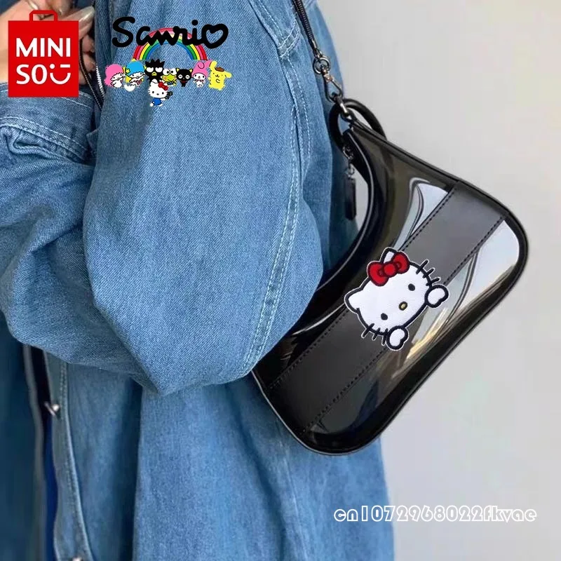 MINISO Hellokitty New Women\'s Handbag Fashionable High Quality Women\'s Crossbody Bag Cartoon Black Versatile Underarm Bag