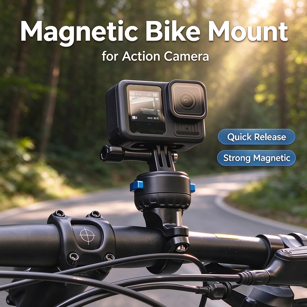 Magnetische Fahrradlenkerhalterung für Actionkameras, Fahrradklemme für GoPro 13 12 DJI Action Insta360, Zubehör für Outdoor-Aktivitäten