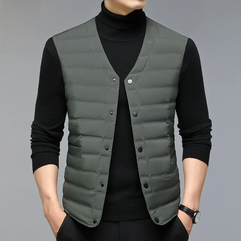 

Men's Lightweight down Vest V-Ne Casual Warm Winter Faion Polyester Fiber Zipper Decoration Du down Filling