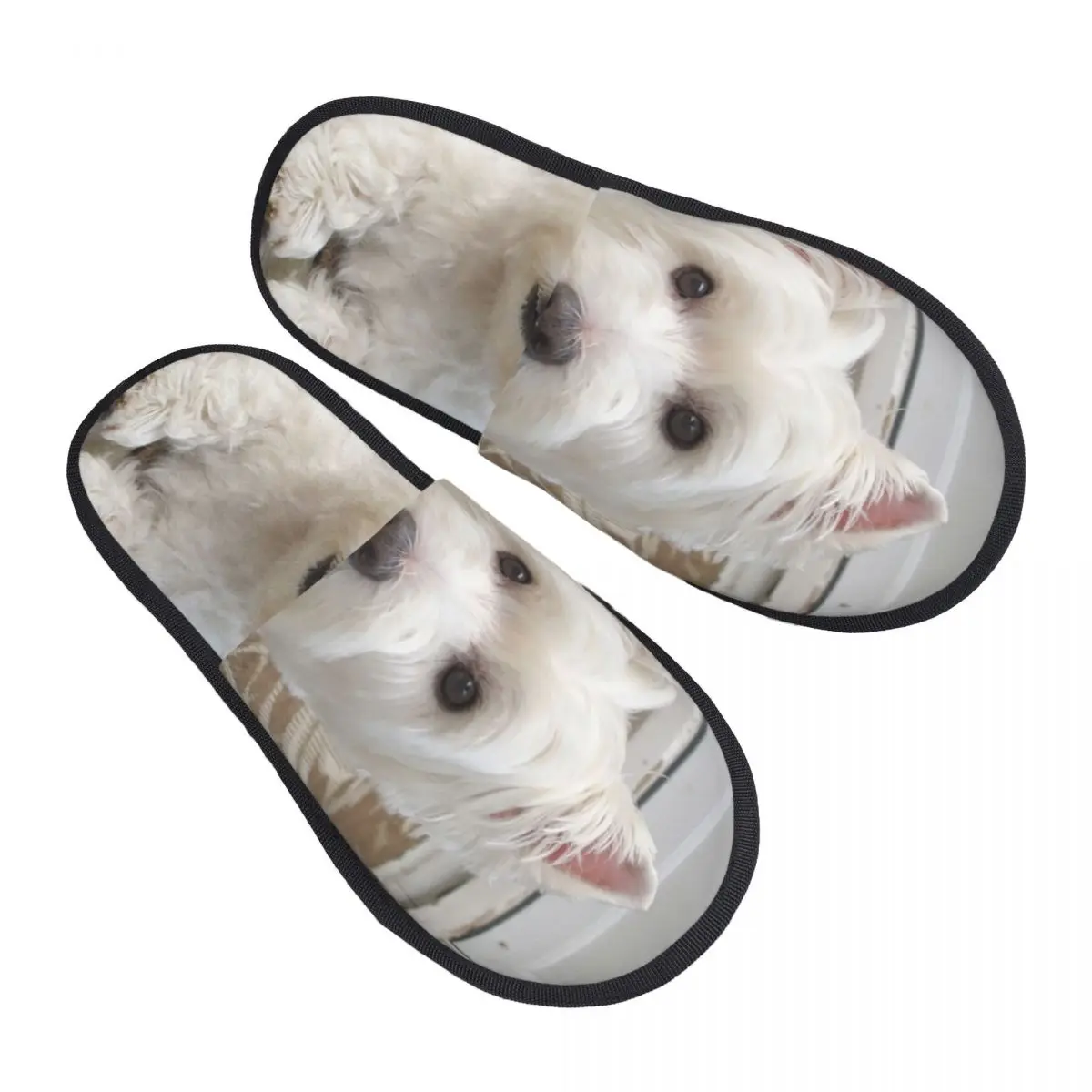 Custom Print West Highland White Terrier House Slippers Cozy Warm Pet Westie Dog Memory Foam Fluffy Slipper Indoor Outdoor Shoes