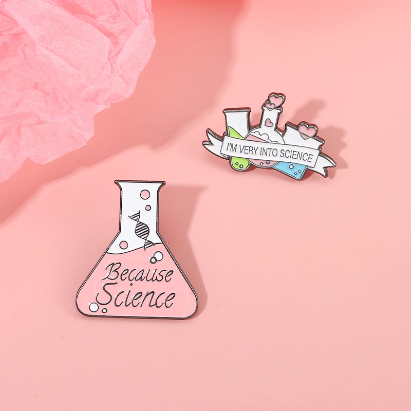 Science Is Real Enamel Pin Chemical Molecular Structure Brooch Beaker Test Tube Microscope Animal Badge Lab Women Jewelry Gift