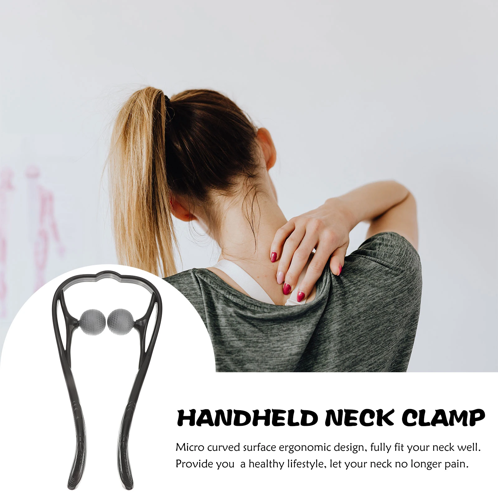 

Manual Neck Massager Ergonomic TPR Device Curved Design Long Lasting Durable Practical Lightweight Proper Size Neck Massage Tool