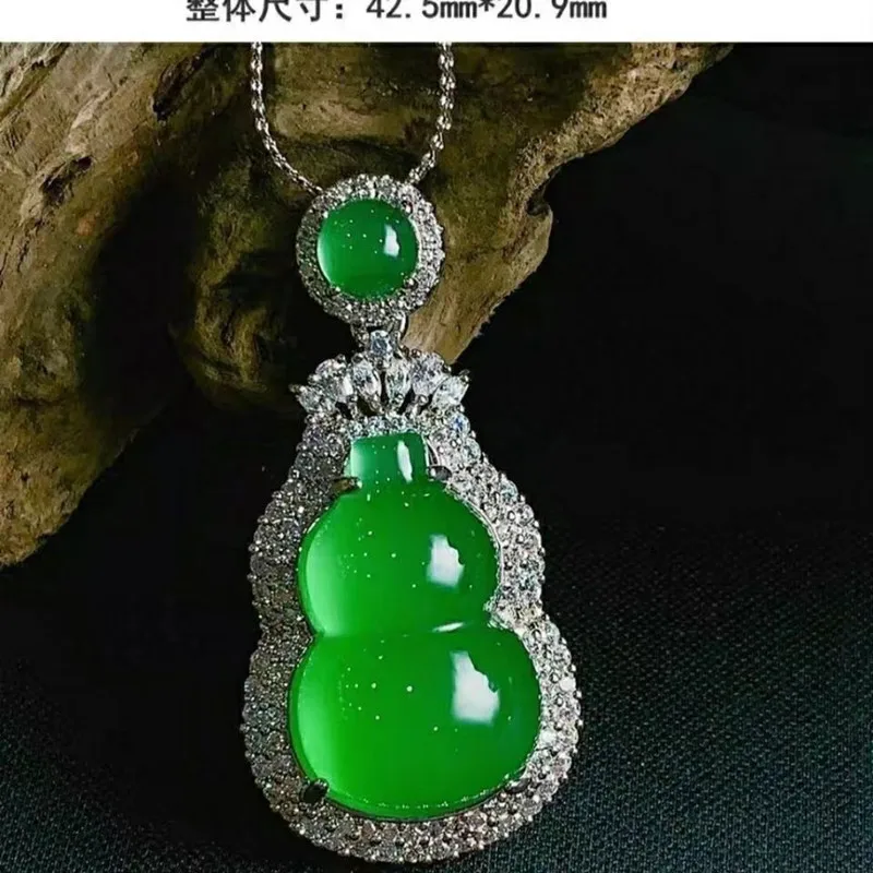 

Натуральная Мьянма-жадеит, зеленая нефритовая тыква, ожерелье для женщин, целебный драгоценный камень, ювелирные изделия, класс А, бирманская нефритовая тыква, кулон, ожерелья