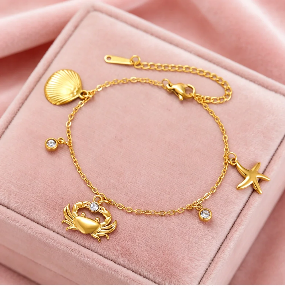 CoolTime Ocean Series Zirkon-Perlen-Kette Fisch-Seestern-Anhänger Statement-Armband Exklusiver Stil Handgefertigter Halsschmuck – Detail 8