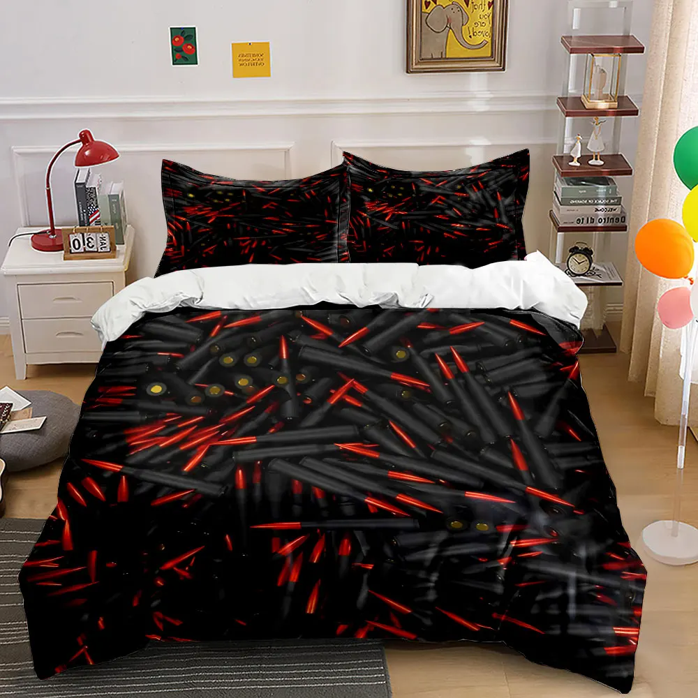 Scattered red-tipped bullets Print Bedding Set 1 Duvet Cover 2 Pillowcases for Adult and Children Luxury Gift Full Size
