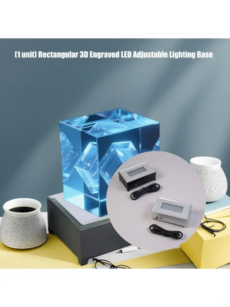  Rectangular 3D Engraved LED Light Base for Versatile Use Featuring Adjustable Colors USB Power and Energy Efficiency