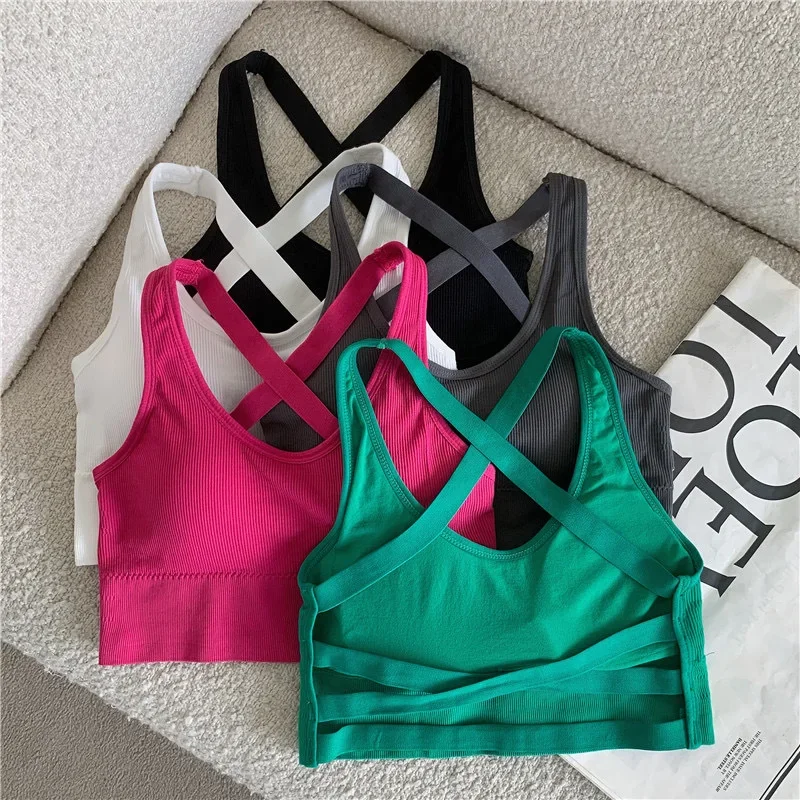 Sexy Sleeveless Crop Top Women Vest Beach Wear Women Sportswear Yoga Bra Tops Camisole Party Backless Suspenders Straps Tube Top