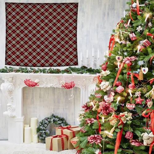 Henge Christmas Christmas Red Black Oblique Plaid Patterned Wall Cover image 3
