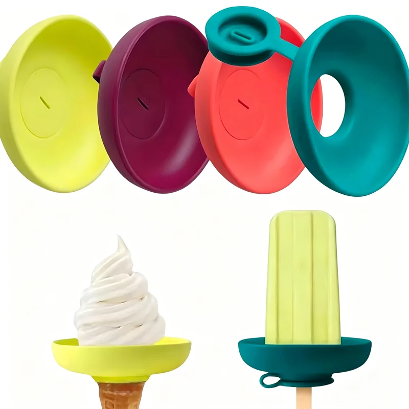 1/4pcs Colorful Silicone Anti-Drip Popsicle Holder for Ice Cream Cones Frozen Snacks Children's Ice Cream Popsicle Protector