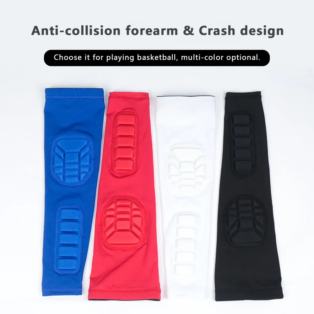 Honeycomb Anti-collision Elastic Gym Sports Long Arm Sleeve Support Basketball Shooting Elbow Arm Warmers Pad For Men Women