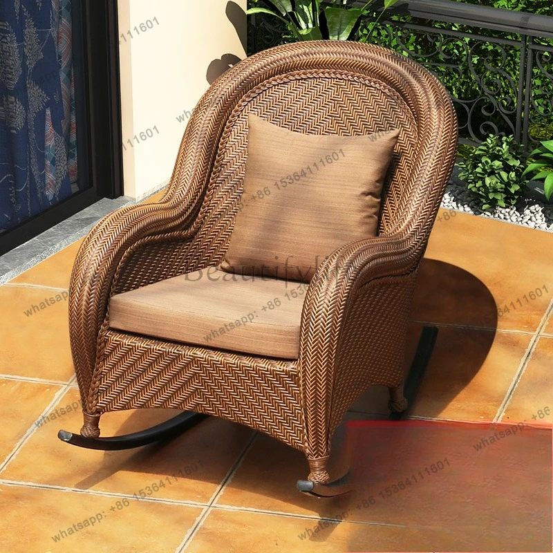 

Rocking Chair Courtyard Rattan Pool Villa Hotel Sofa Table Chair Leisure Chair
