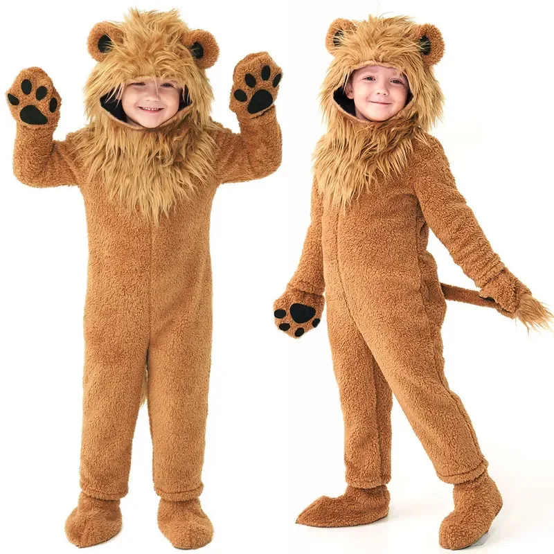 

Umorden Fleece Furry Boy's Lion Costume for Child Kids Toddler 2-12Y Complete Set Animal Themed Party Cosplay Halloween Purim