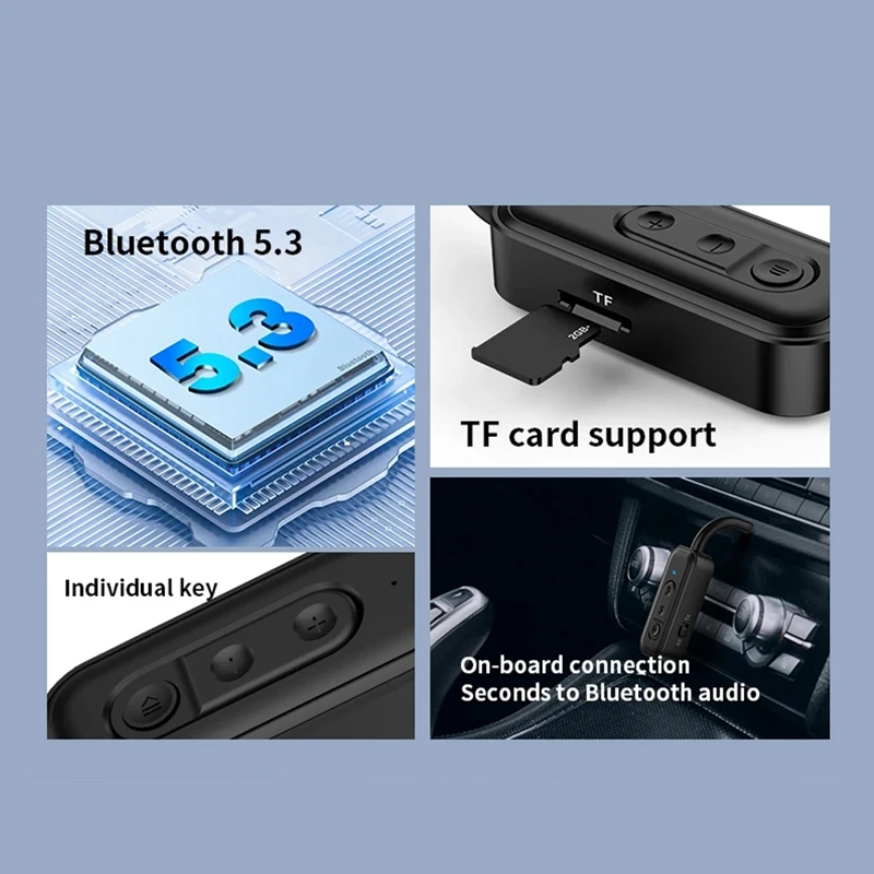 Bluetooth 5.3 receptor de áudio transmissor aux adaptador de música estéreo sem fio tf cartão player handsfree para carro tv pc