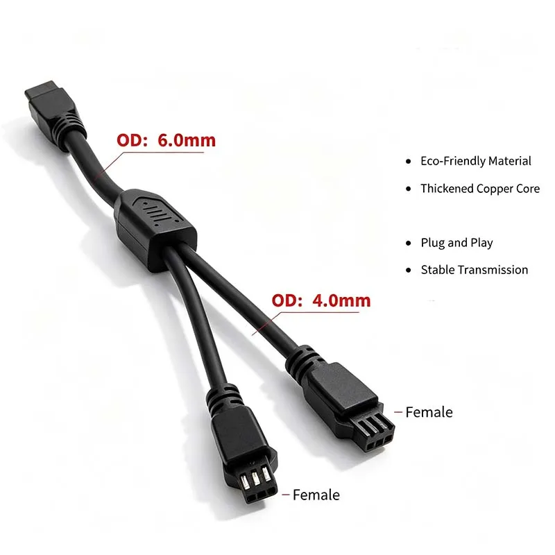 2PCS SM Visual Light Source, 1-to-2 Splitter, 3-Core Industrial Inspection Highly Flexible Drag Chain Cable, Male-to-Female
