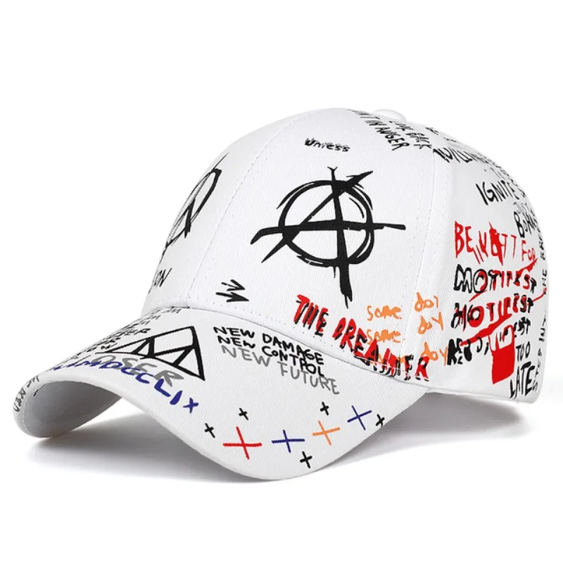 Fashion Graffiti Baseball Cap Men Hip Hop Rock Snapback Hat Summer Sunscreen Adjustable Trucker Hats Men Outdoor Travel Golf Cap