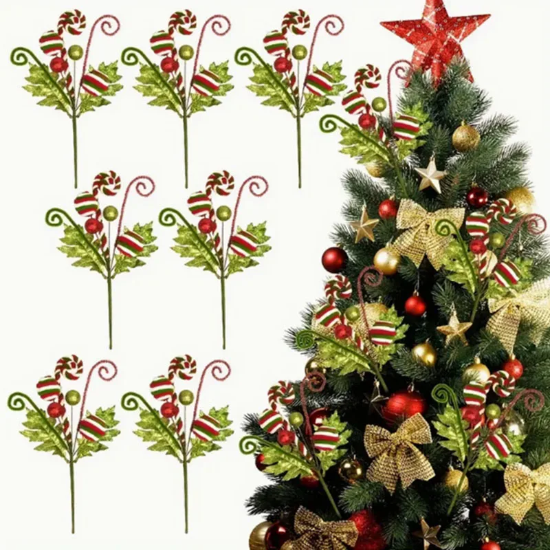 2pc Christmas Tree Decoration Ornament With Gold Scallion Sparkling Pink Green Candy Decor For New Year & Winter Holidays