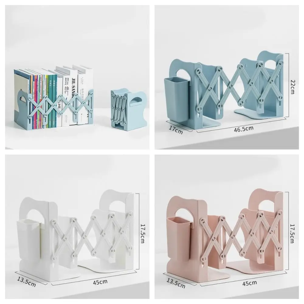 with Pen Holder Retractable Bookends Fixed Book Clip Save Space Adjustable Bookshelf Stationery Simple Divider Book Stand