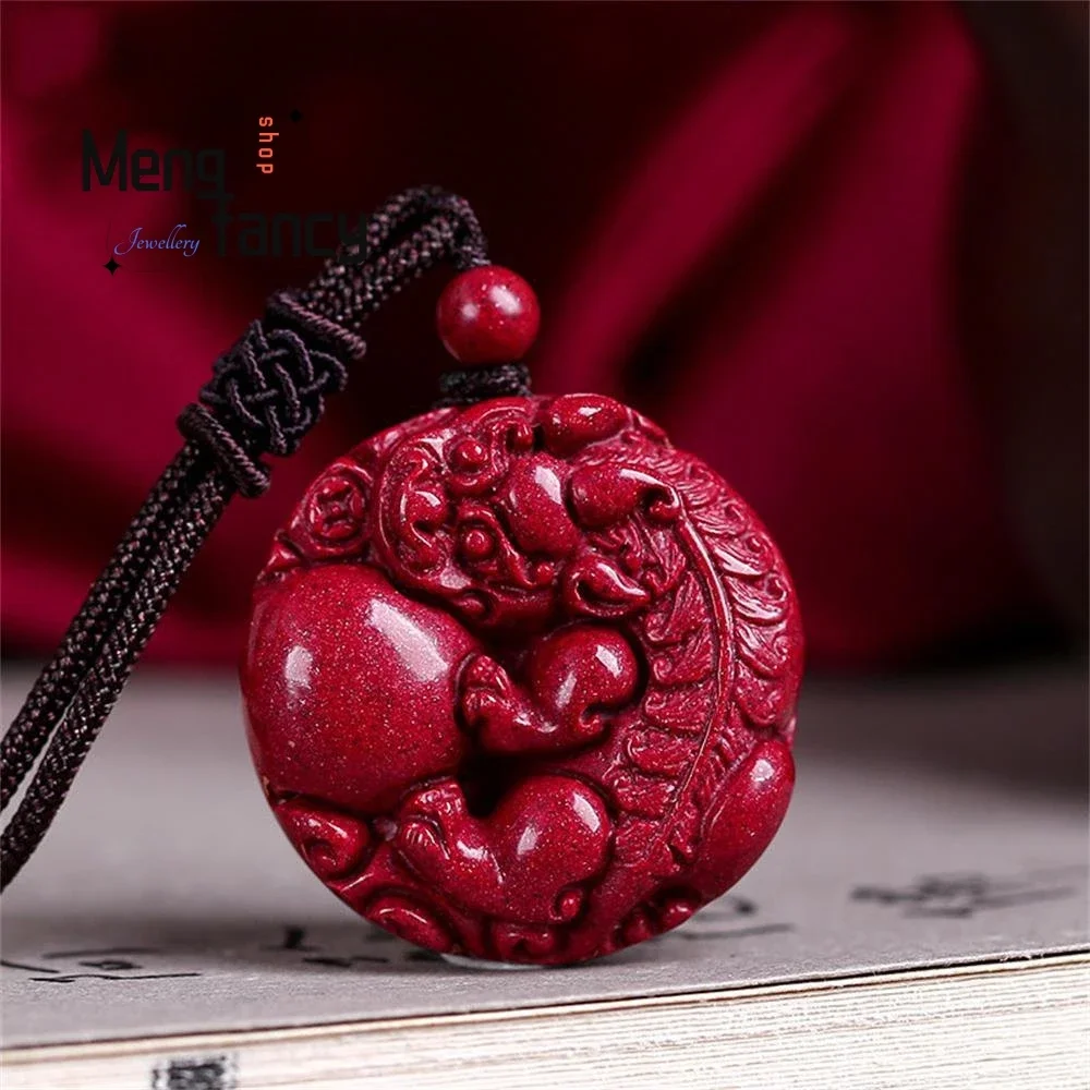 Pendentif cinabre de minerai brut Ruyi Pixi Nafu, bijoux de mode exquis, amulettes artisanales les plus connues, souvenir de mascottes, cadeau de vacances