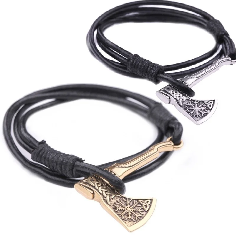 Nordic Viking Odin Hatchet Bracelet for Men Compass Lrish Tunnel Decoration Bangles Punk Hip Hop Jewelry Wholesale Accessories