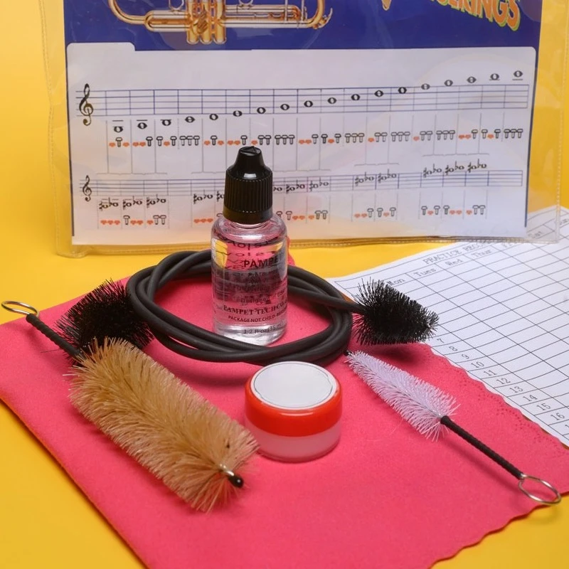 Brass Instrument Trumpet Horn Trombone Tenor Cleaning and Maintenance Kit Universal Inner Chamber Brush Oil Tool