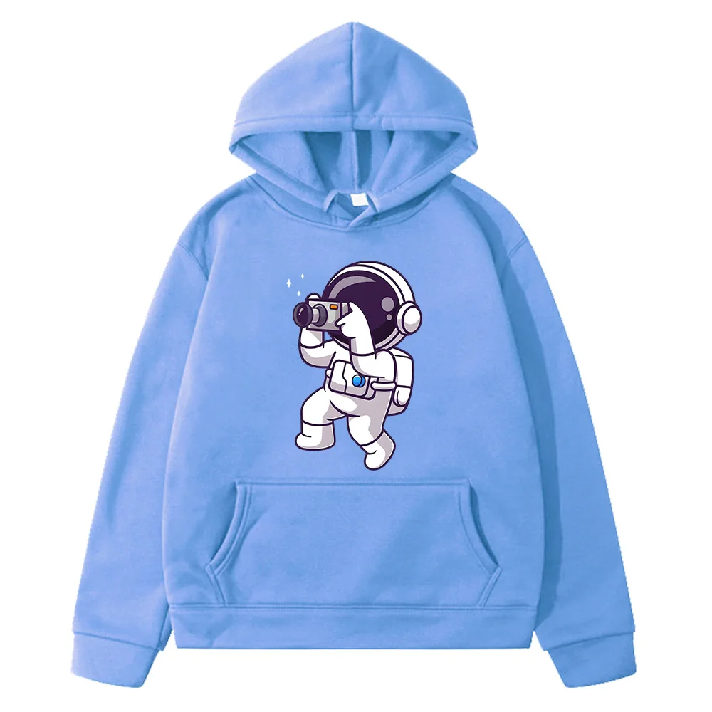 Astronauts Taking Photos Hoodies Autumn Unisex Sweatshirts Cartoon Fleece Pullover for Boys Girls Anime Coat Y2k Sudadera Kids