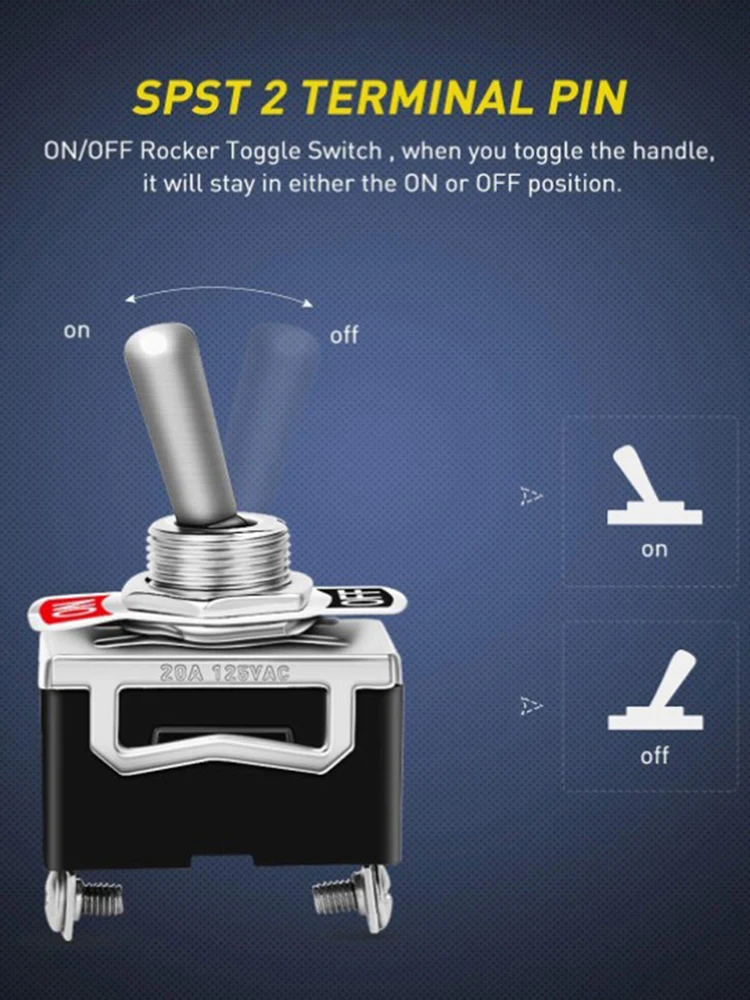 

12V Toggle Flick Switch Heavy Duty Rocker Switch Metal Car Boat On Off with Waterproof Cover Car Rocker On Off SPST Terminal