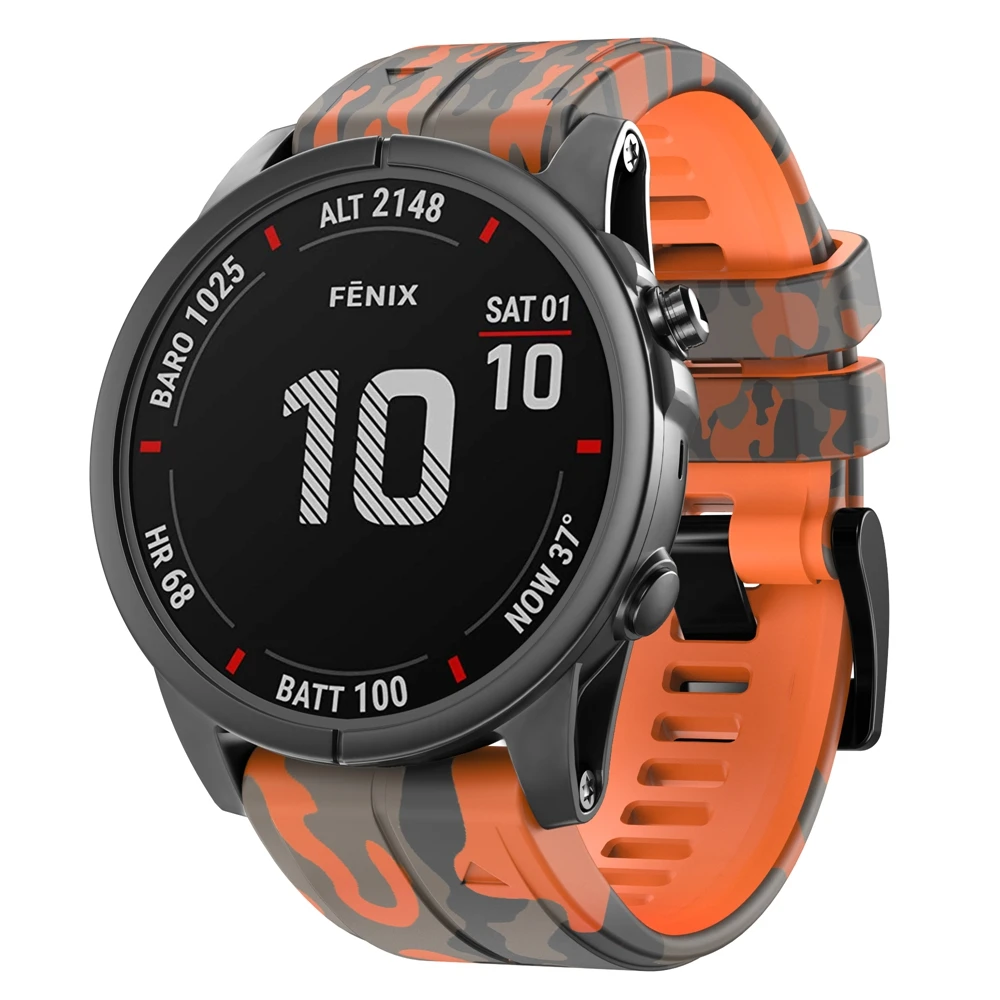 22 26mm Sport Silikon Armband Camouflage Strap Für Garmin Fenix 7 7X 5 5X Plus 6 6X Pro 3 3HR MK1 Uhr Band Smartwatch Gürtel