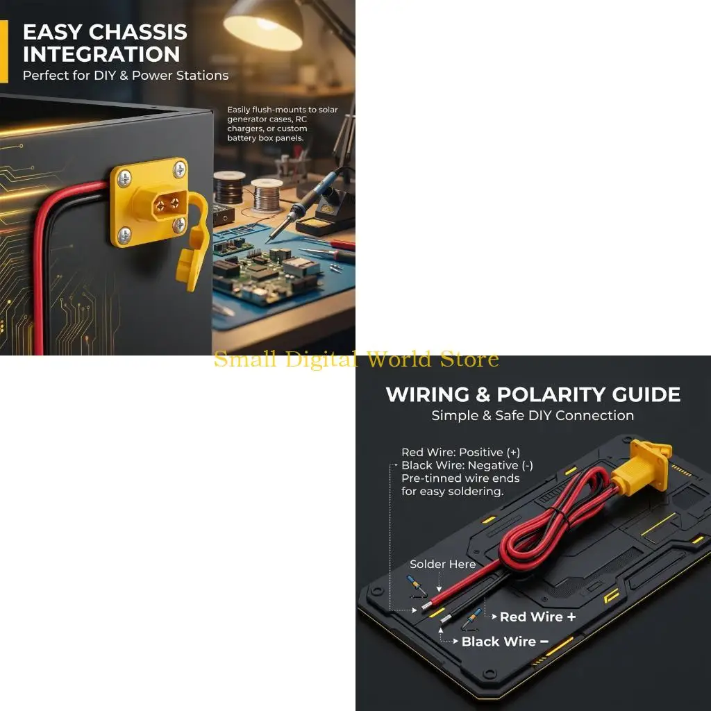 77UB Tinned Wire Panel Mount Cable with 4 Screw Plate, Insulated 12AWG Cable and Dust Cover for Power Routing Daily