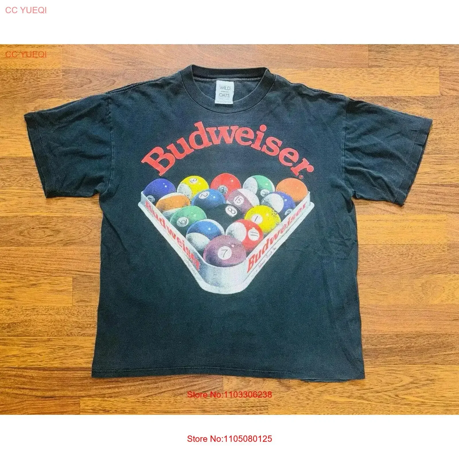 Camiseta Vintage Budweiser, bola de billar grande, Anheuser Busch Beer, billar, promoción de los años 90, ropa de diseñador lavada vintage para hombre